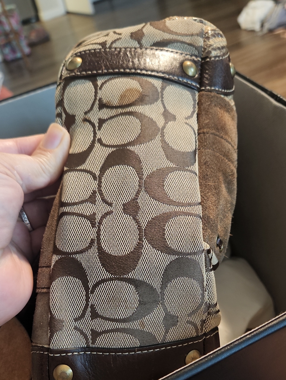 Coach Patchwork Vintage Signature Hobo Shoulder Bag in Brown, Tan and Cream - Picture 12 of 12